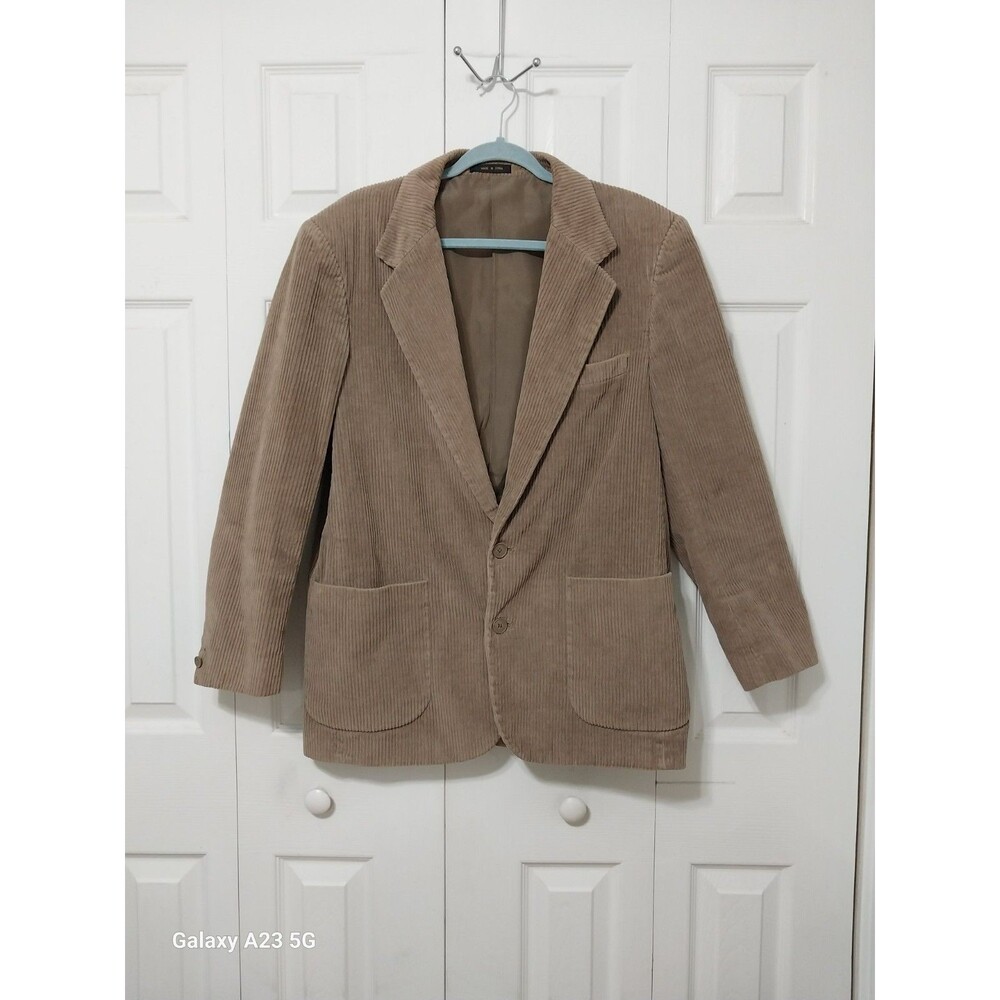 Vintage Members Only Blazer Jacket Corduroy Tan Brown Men's Size 40 L
